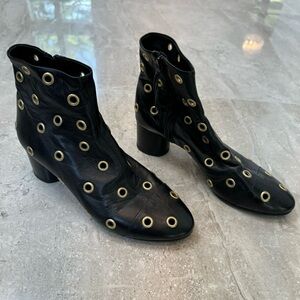 Isabel Marant Black Ankle Boots with Gold Eyelets